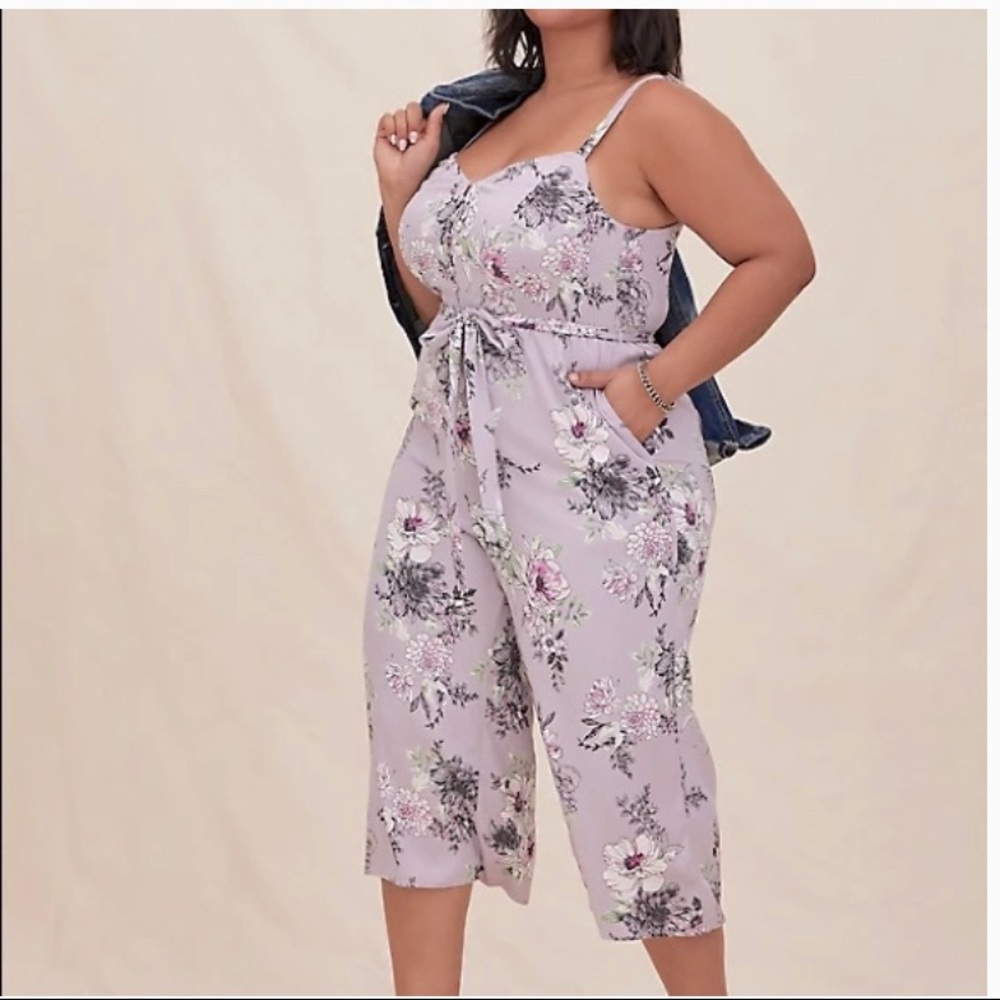 torrid Lavender Floral Tie-Waist Jumpsuit